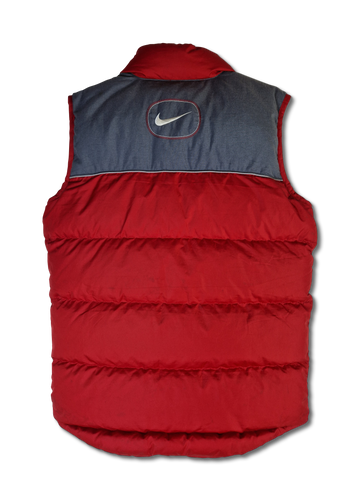 Moderne Nike Daunenweste Puffer Rot Grau S-M