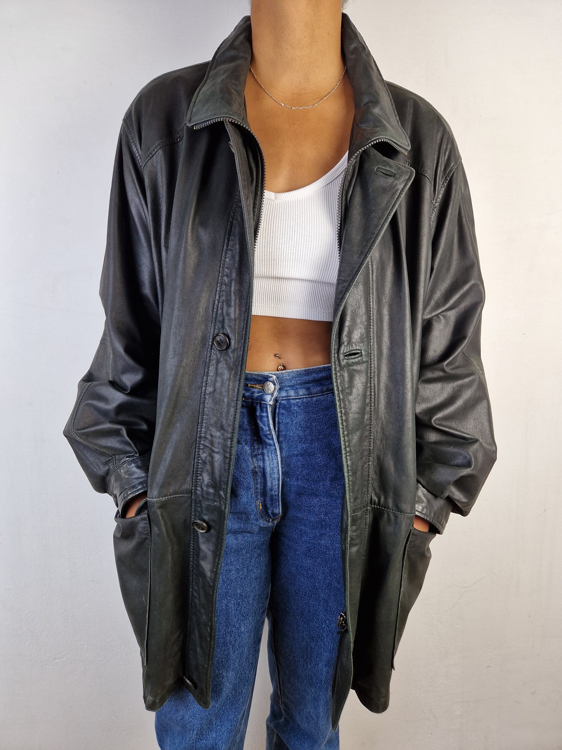 Moderne Burberry Lederjacke / Halbmantel Lamm Nubuk Nova Check (52) L-XL - RareRags