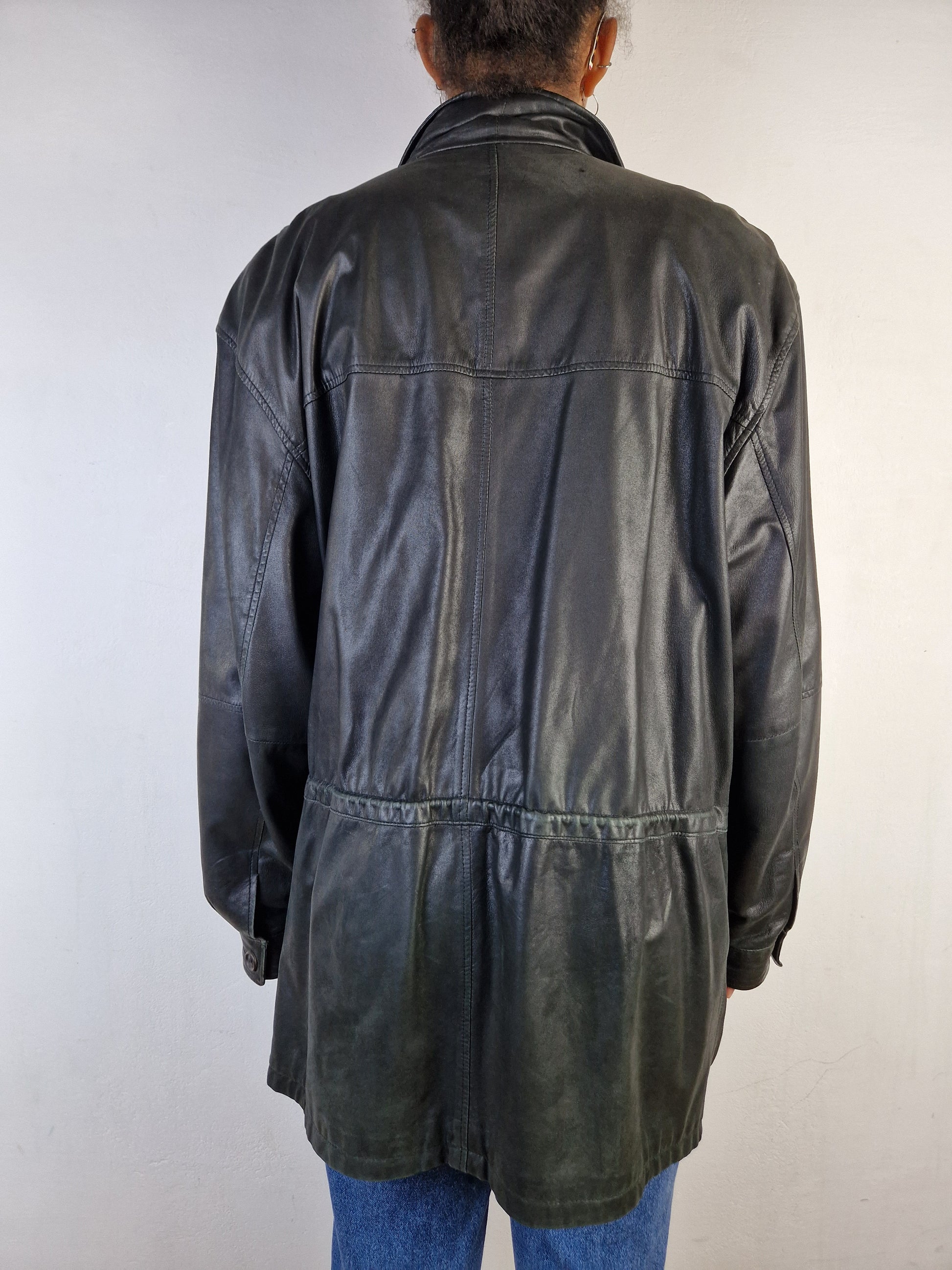 Moderne Burberry Lederjacke / Halbmantel Lamm Nubuk Nova Check (52) L-XL - RareRags