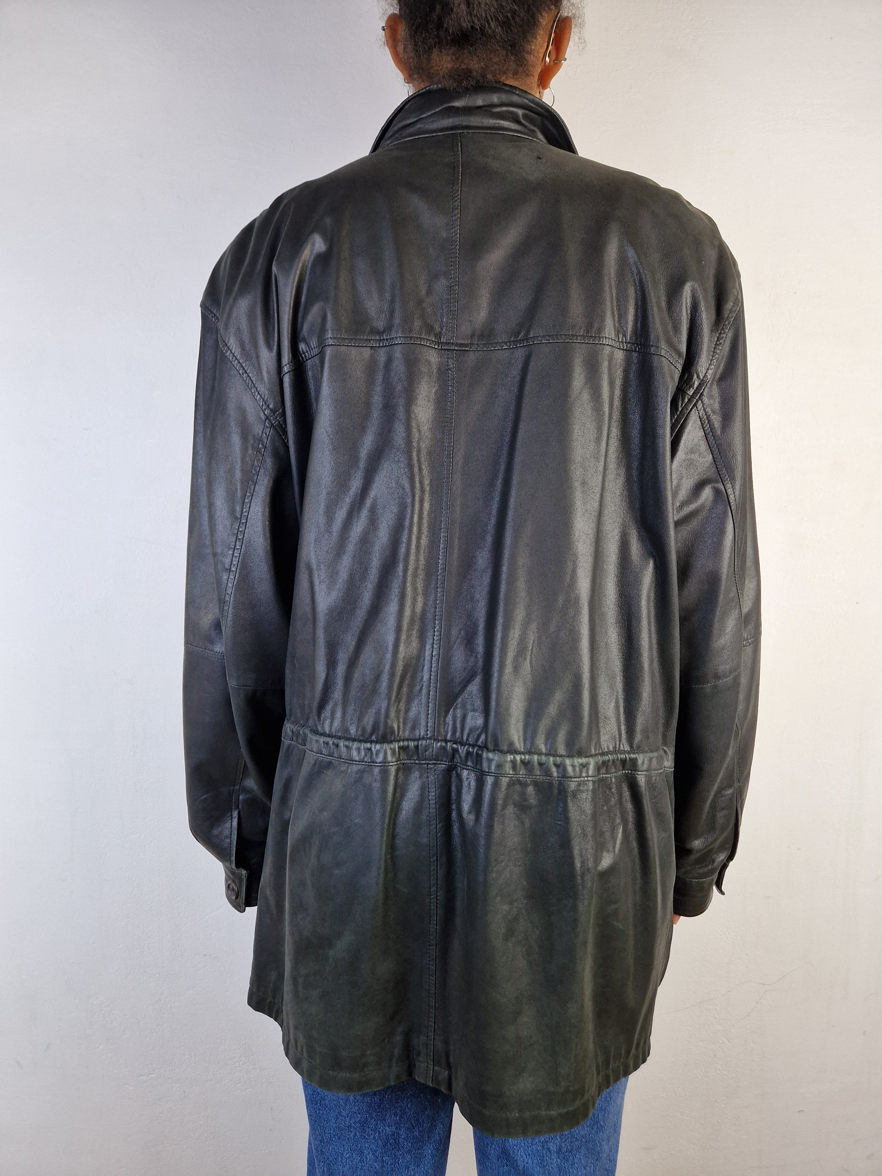 Moderne Burberry Lederjacke / Halbmantel Lamm Nubuk Nova Check (52) L-XL - RareRags