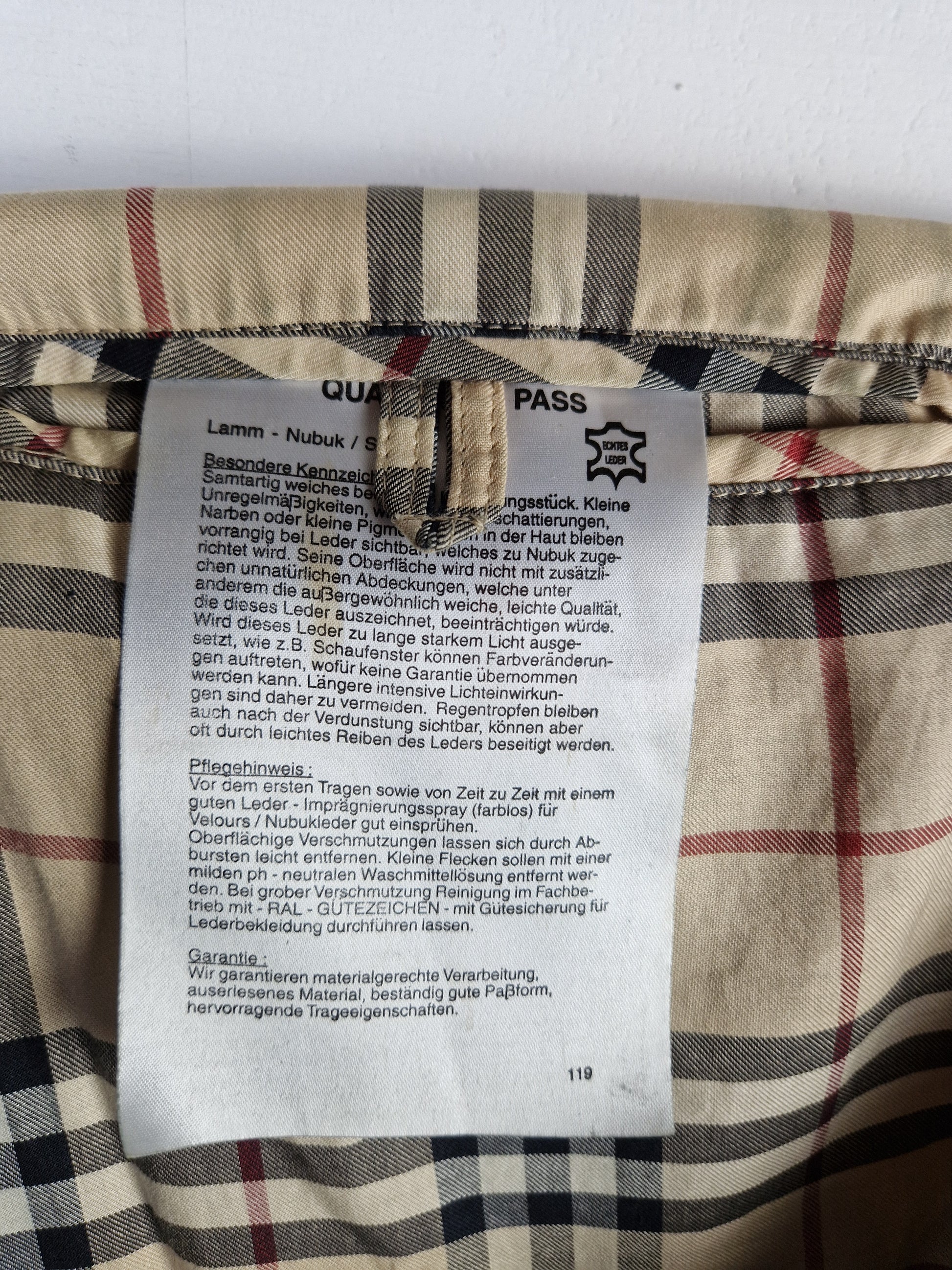 Moderne Burberry Lederjacke / Halbmantel Lamm Nubuk Nova Check (52) L-XL - RareRags