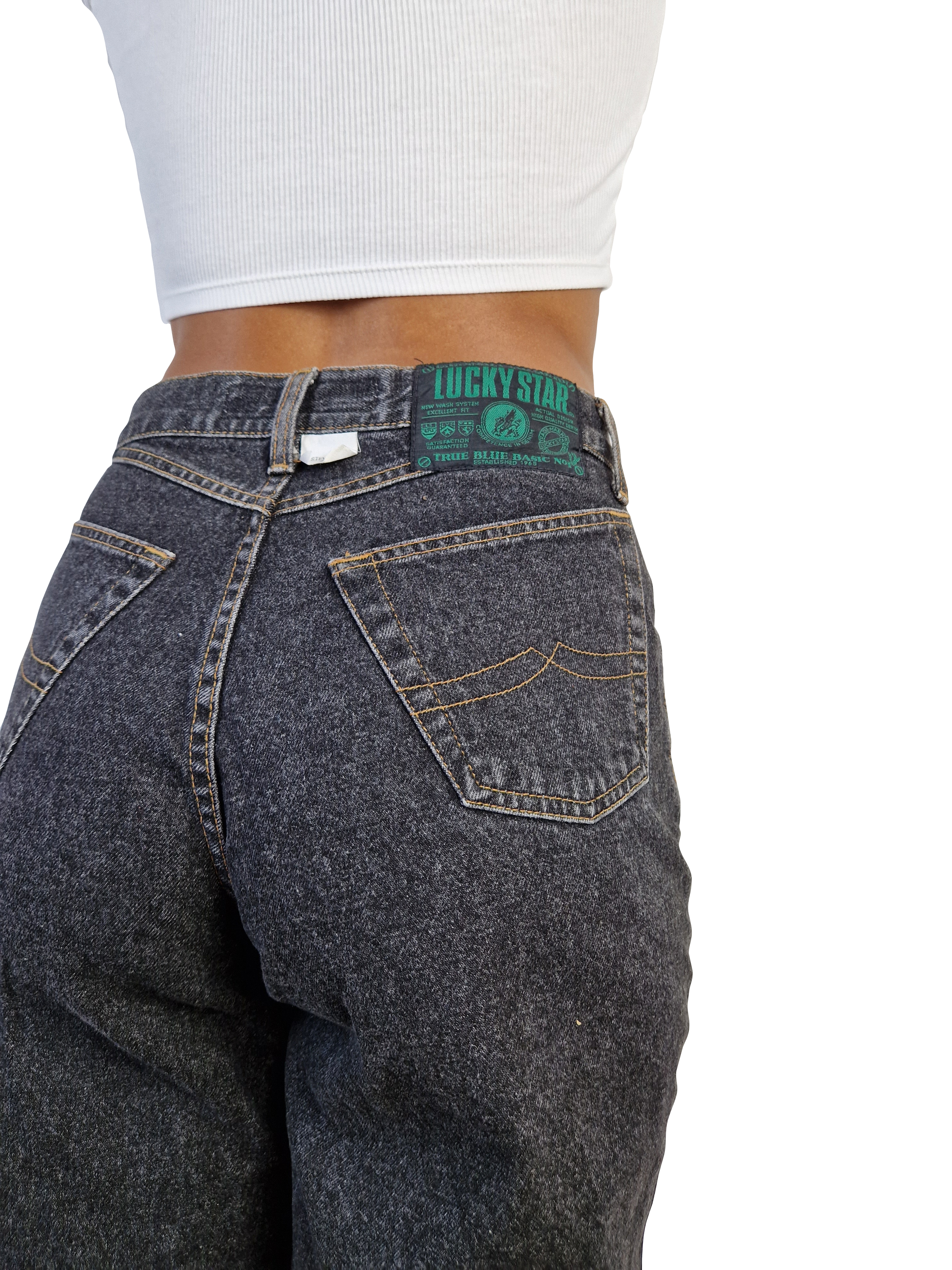 Vintage Lucky Star Jeans Stevie Grau Schwarz 34