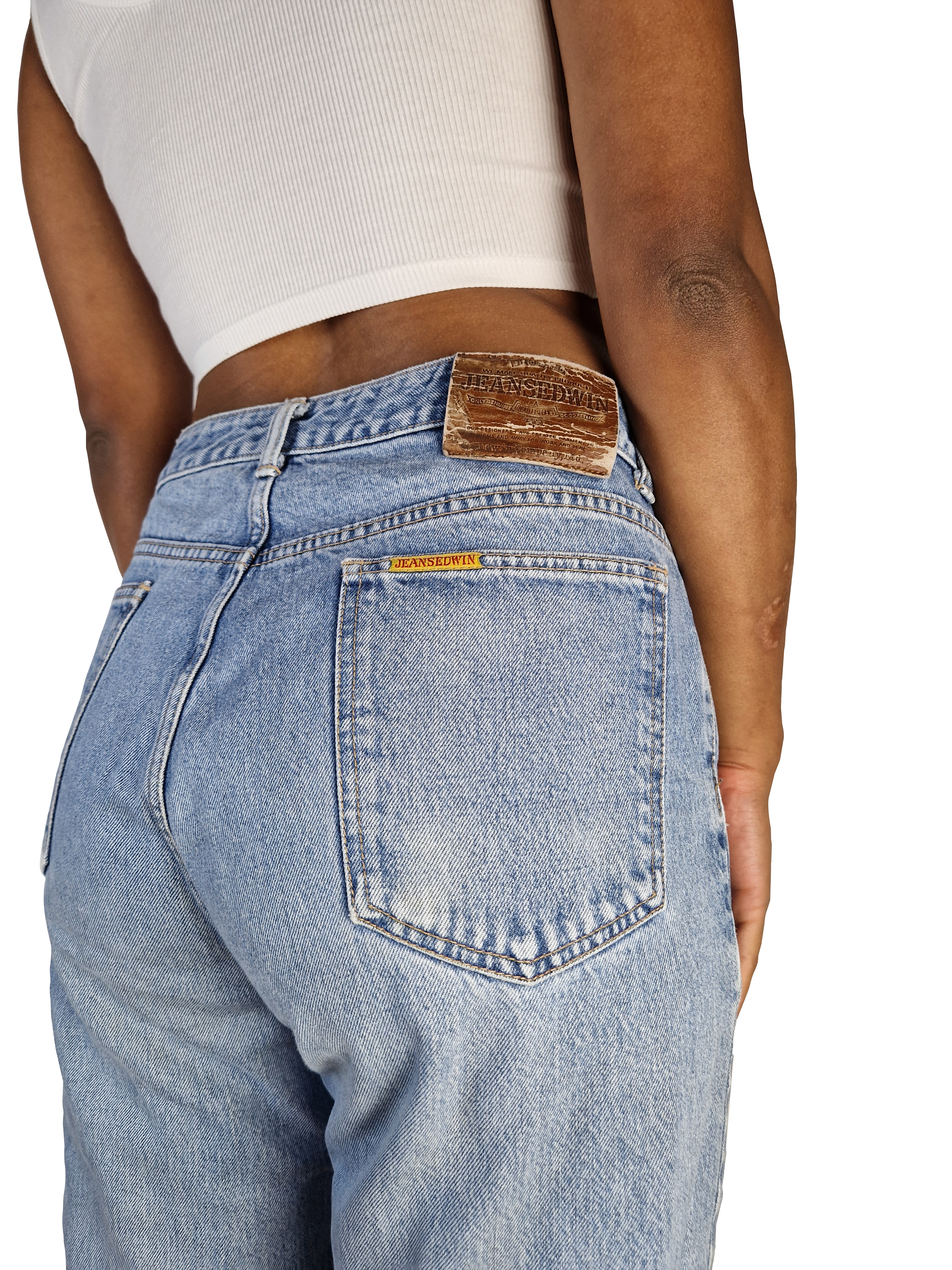 Vintage Edwin Jeans Ausgewaschen Umgenäht Hellblau M-L