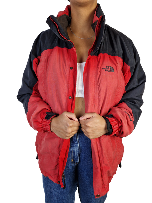 Vintage The North Face Winterjacke Hy VentHerausnehmbares Fleecefutter Rot Schwarz M