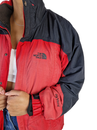 Vintage The North Face Winterjacke Hy VentHerausnehmbares Fleecefutter Rot Schwarz M