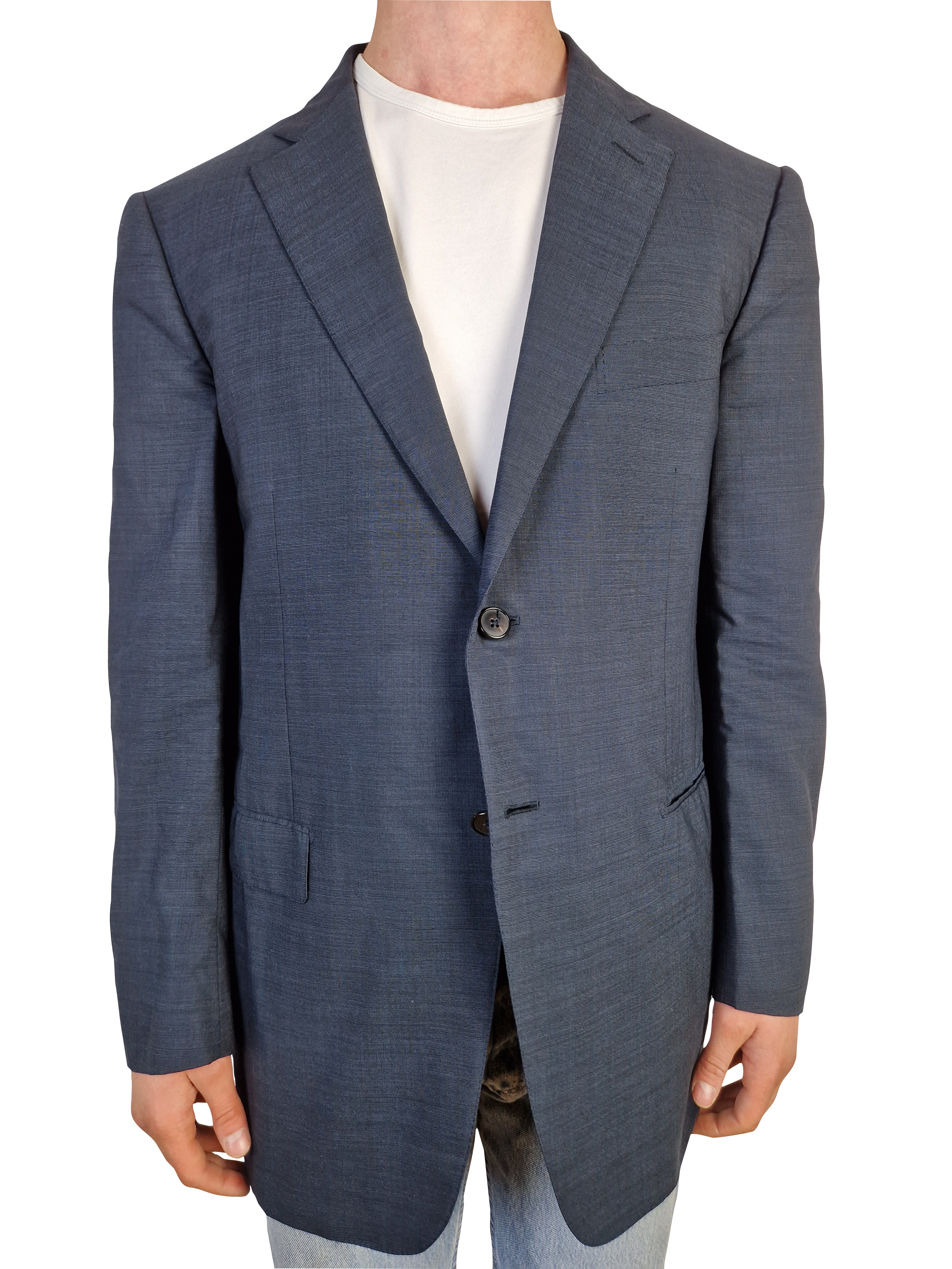 Vintage Ermenegildo Zegna Sakko High Performance By Braun Wolle&Seide Blau Grau (54R) L-XL - RareRags