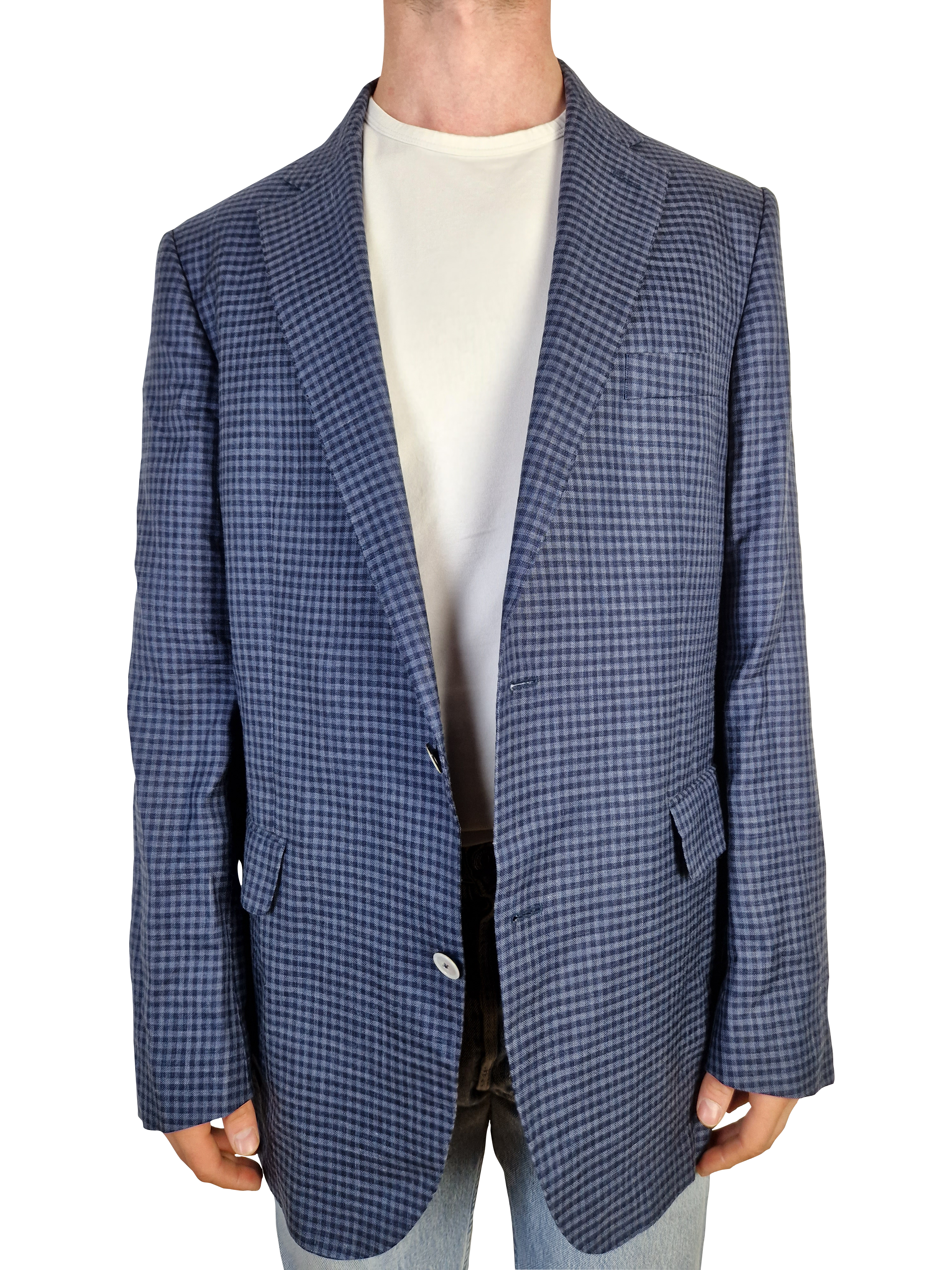 Vintage Loro Piana Sakko By Braun Seide Leinen Schurwolle Blau (106) XL-XXL - RareRags