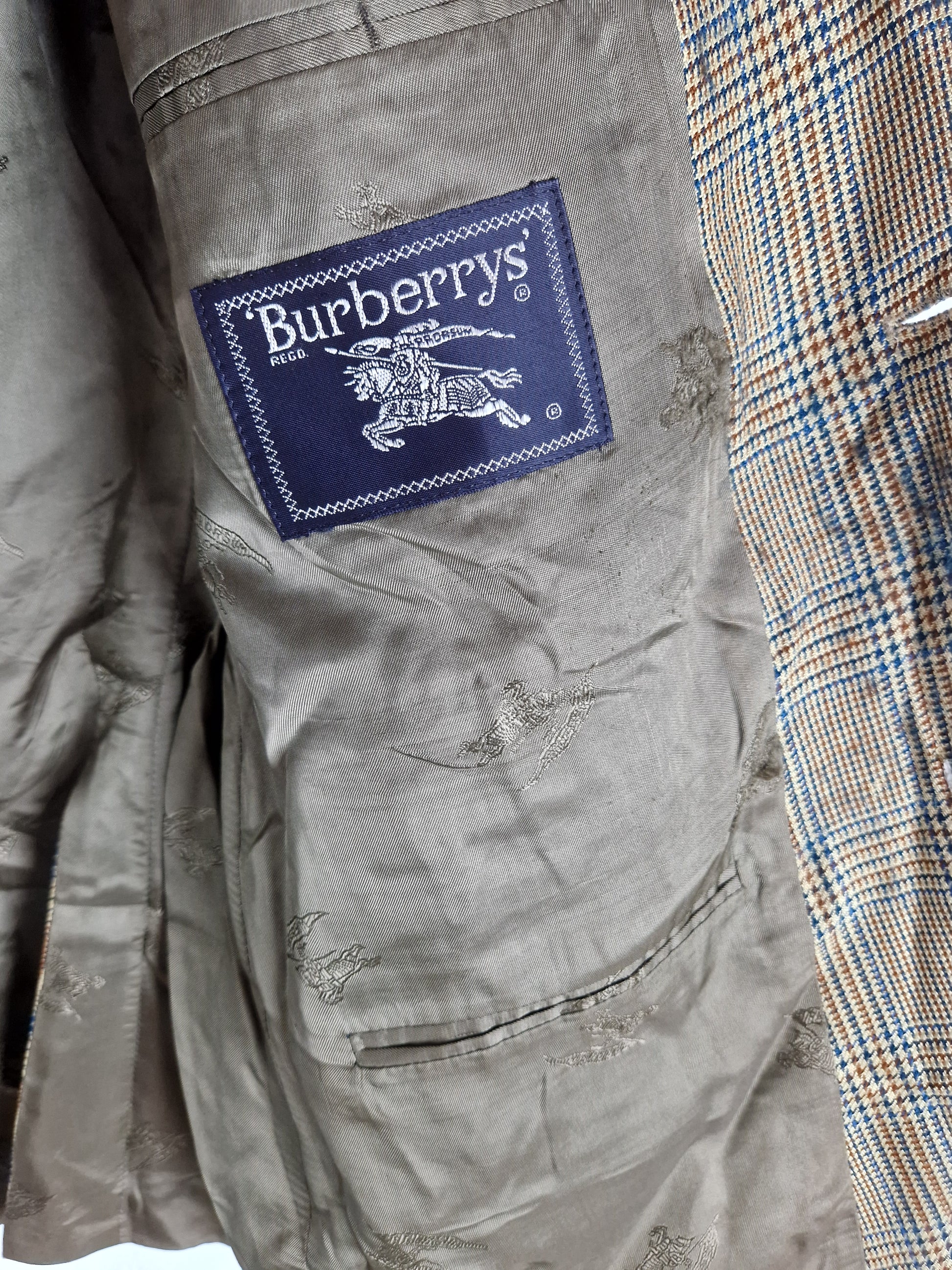 Vintage Burberrys Sakko Bennet-S Wolle & Seide Made In Germany Kariert (26) M-L - RareRags