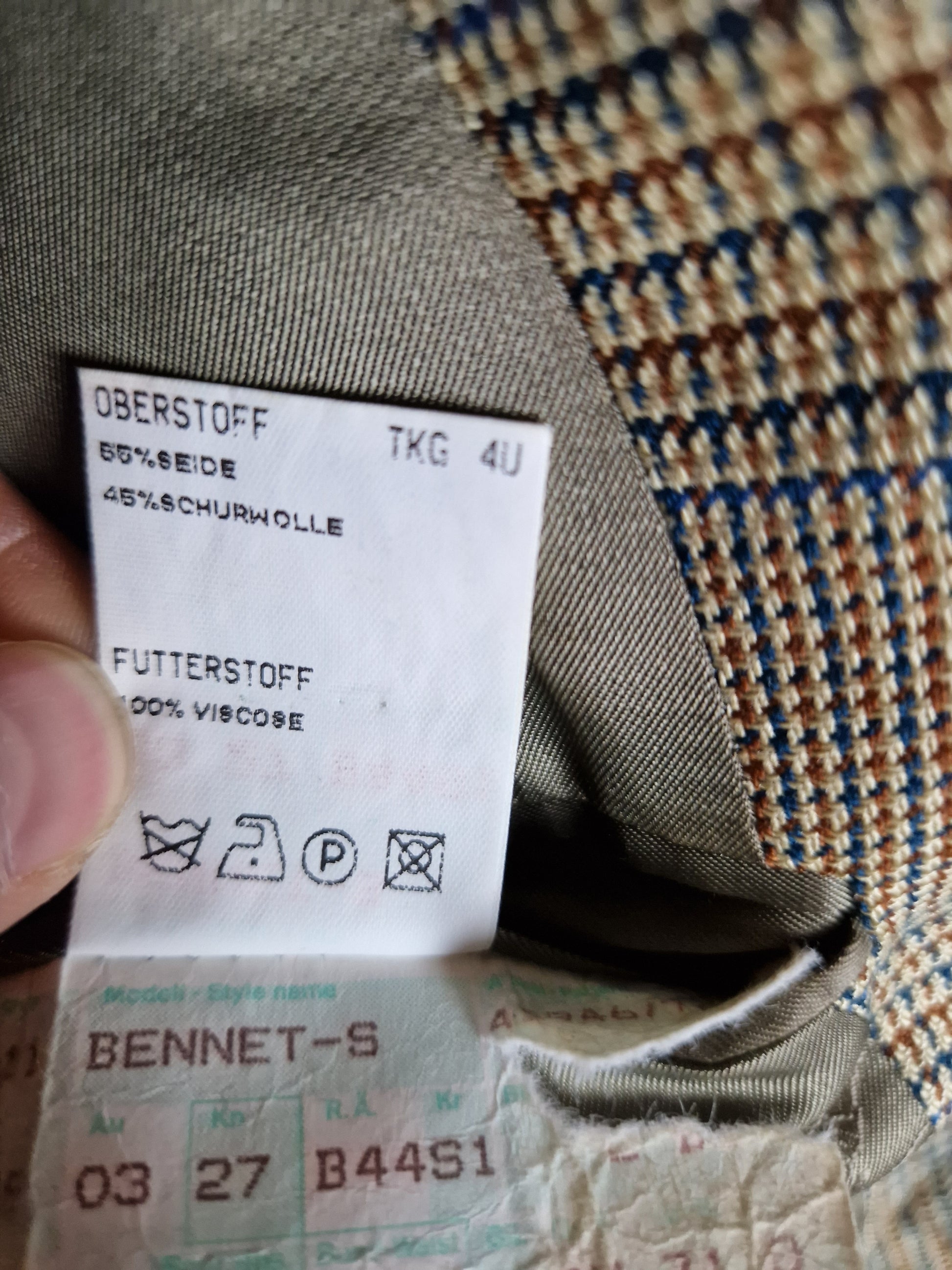 Vintage Burberrys Sakko Bennet-S Wolle & Seide Made In Germany Kariert (26) M-L - RareRags