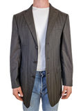Modernes Ermenegildo Zegna Sakko Wolle 15 MilMil 15 Grau Blau  (50L) L-XL