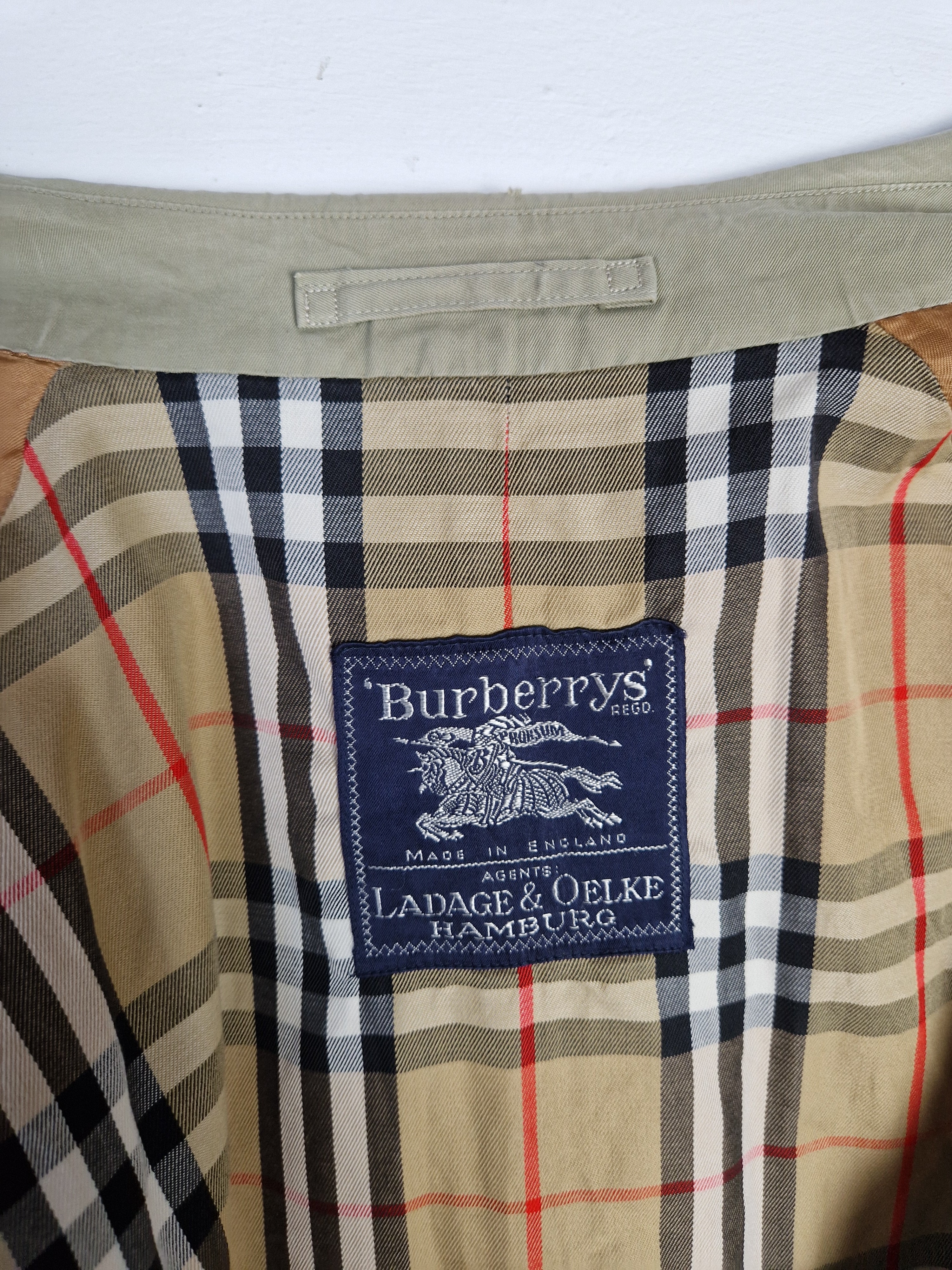 Vintage Burberrys Trenchcoat By Ladage & Oelke Classic Nova Check Beige L-XL - RareRags