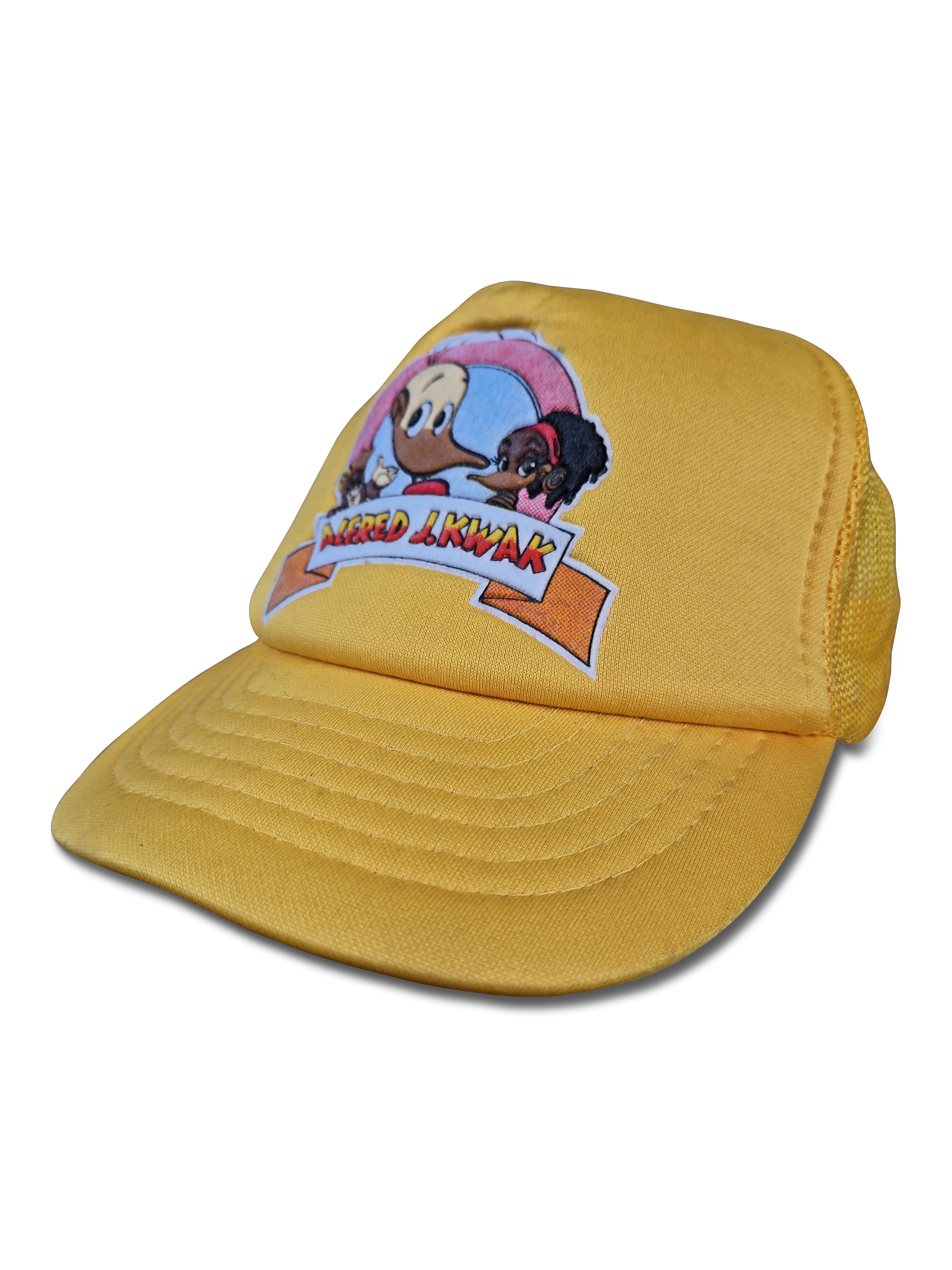 Vintage Alfred J. Kwak Cap 1989 TV Show Comic Bedruckt Gelb - RareRags