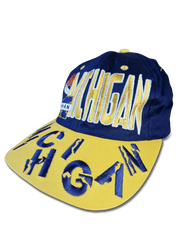 Vintage Michigan Cap Basketball NBA Bestickt Gelb Dunkelblau - RareRags