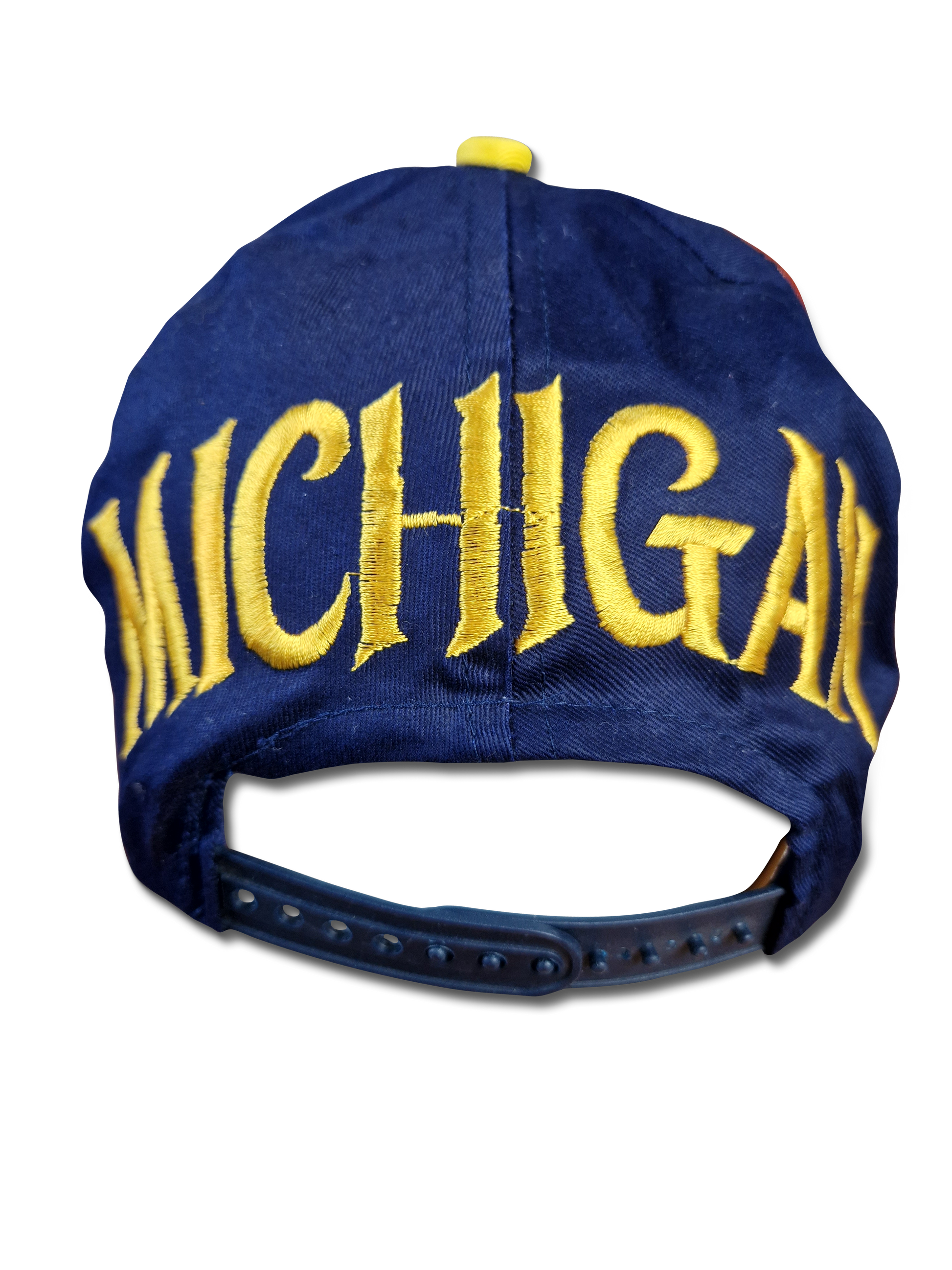 Vintage Michigan Cap Basketball NBA Bestickt Gelb Dunkelblau - RareRags