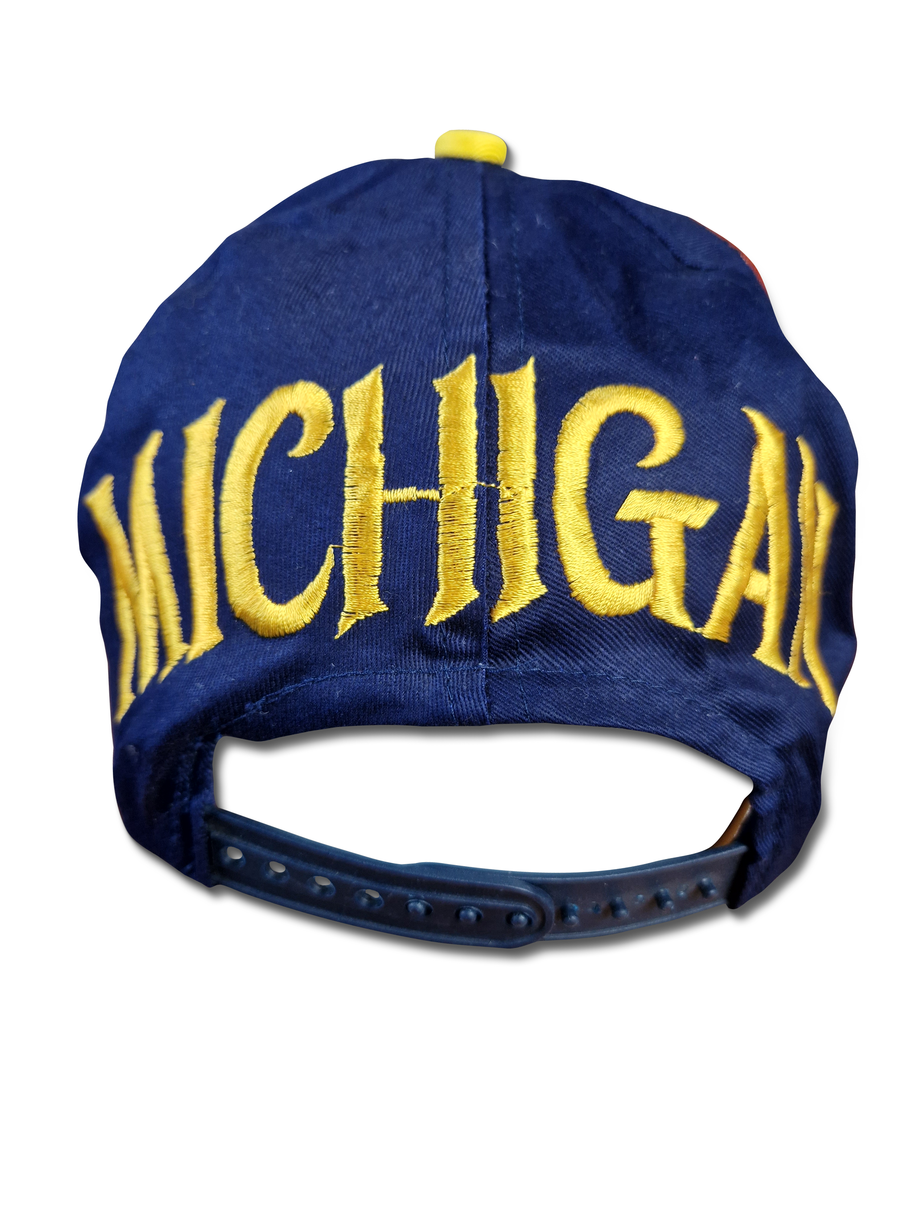 Vintage Michigan Cap Basketball NBA Bestickt Gelb Dunkelblau - RareRags