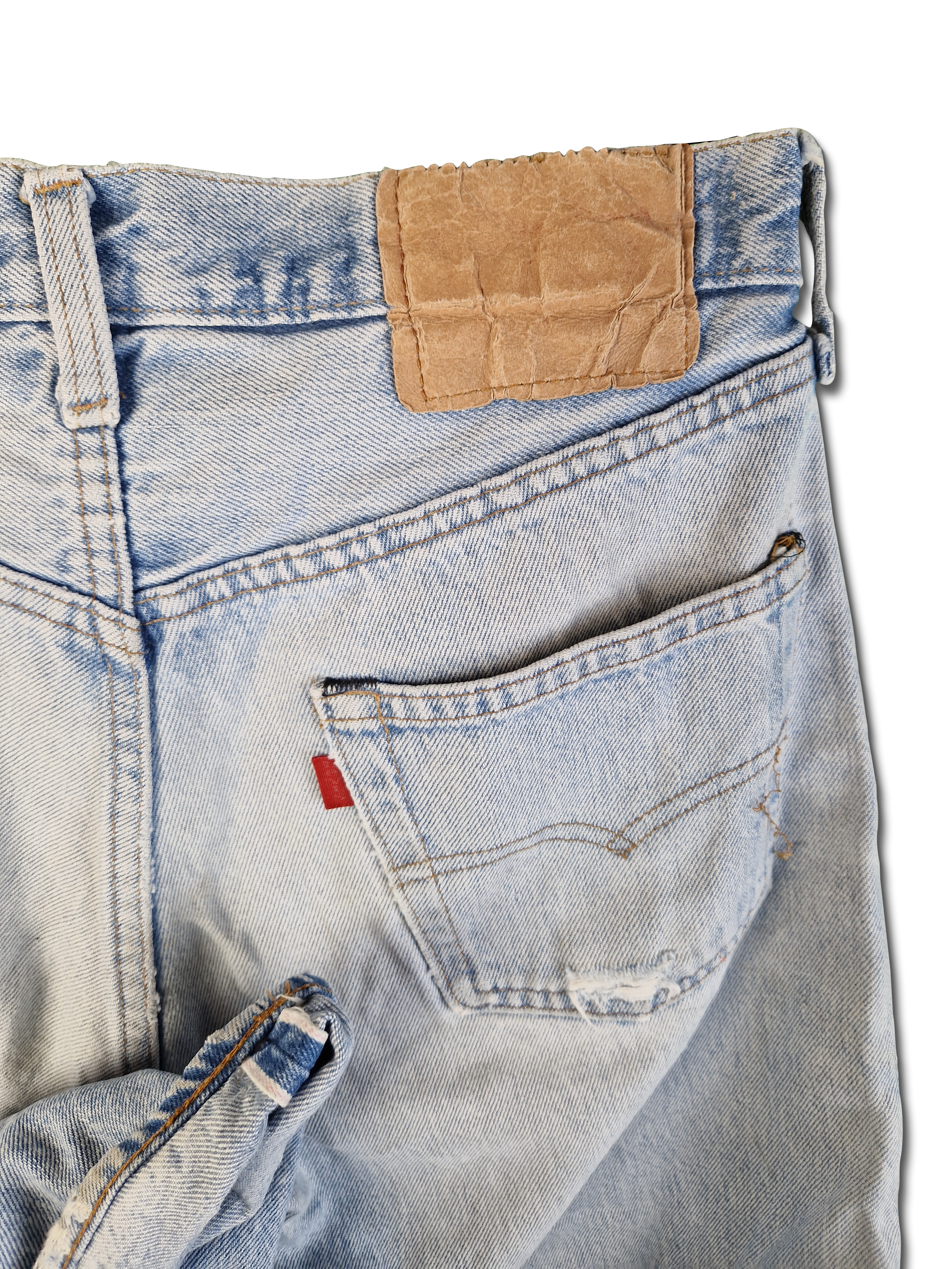Rare! Vintage Levis Jeans 80s Selvedge Red Line Hellblau S-M - RareRags