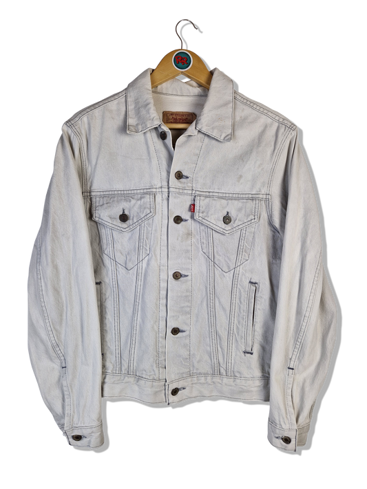 Vintage Levis Jeansjacke 80s Made In USA Red Tab (40R) Hellgrau M