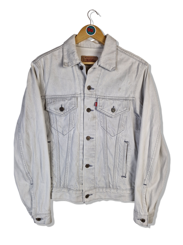 Vintage Levis Jeansjacke 80s Made In USA Red Tab (40R) Hellgrau M