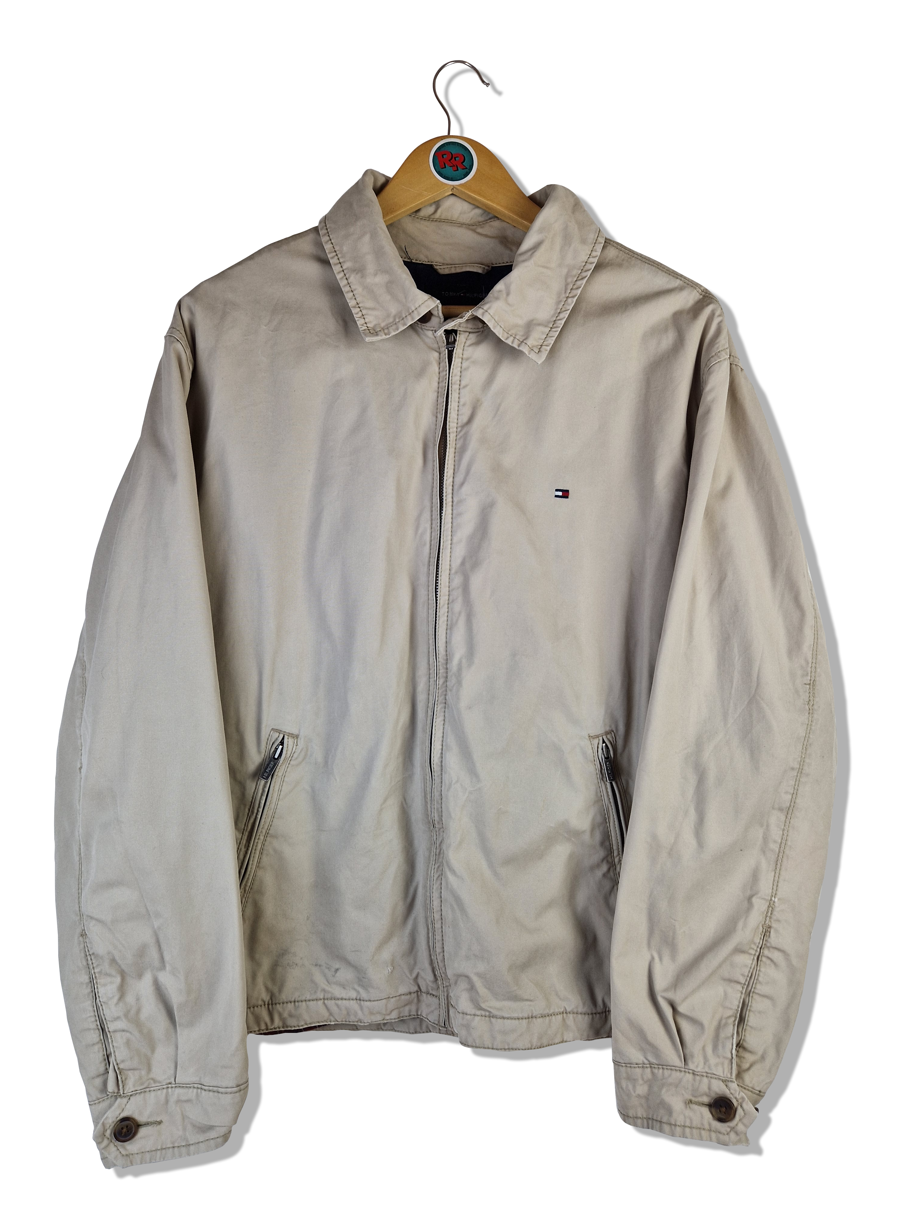 Moderne Tommy Hilfiger Harrington Jacke Basic Kariertes Innenfutter Braun Beige L - RareRags