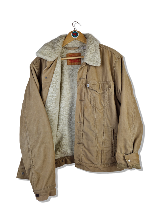 Moderne Levis Cordjacke Sherpa Teddyfell Braun L