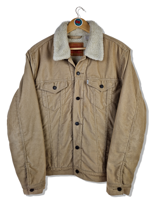 Moderne Levis Cordjacke Sherpa Teddyfell Braun L