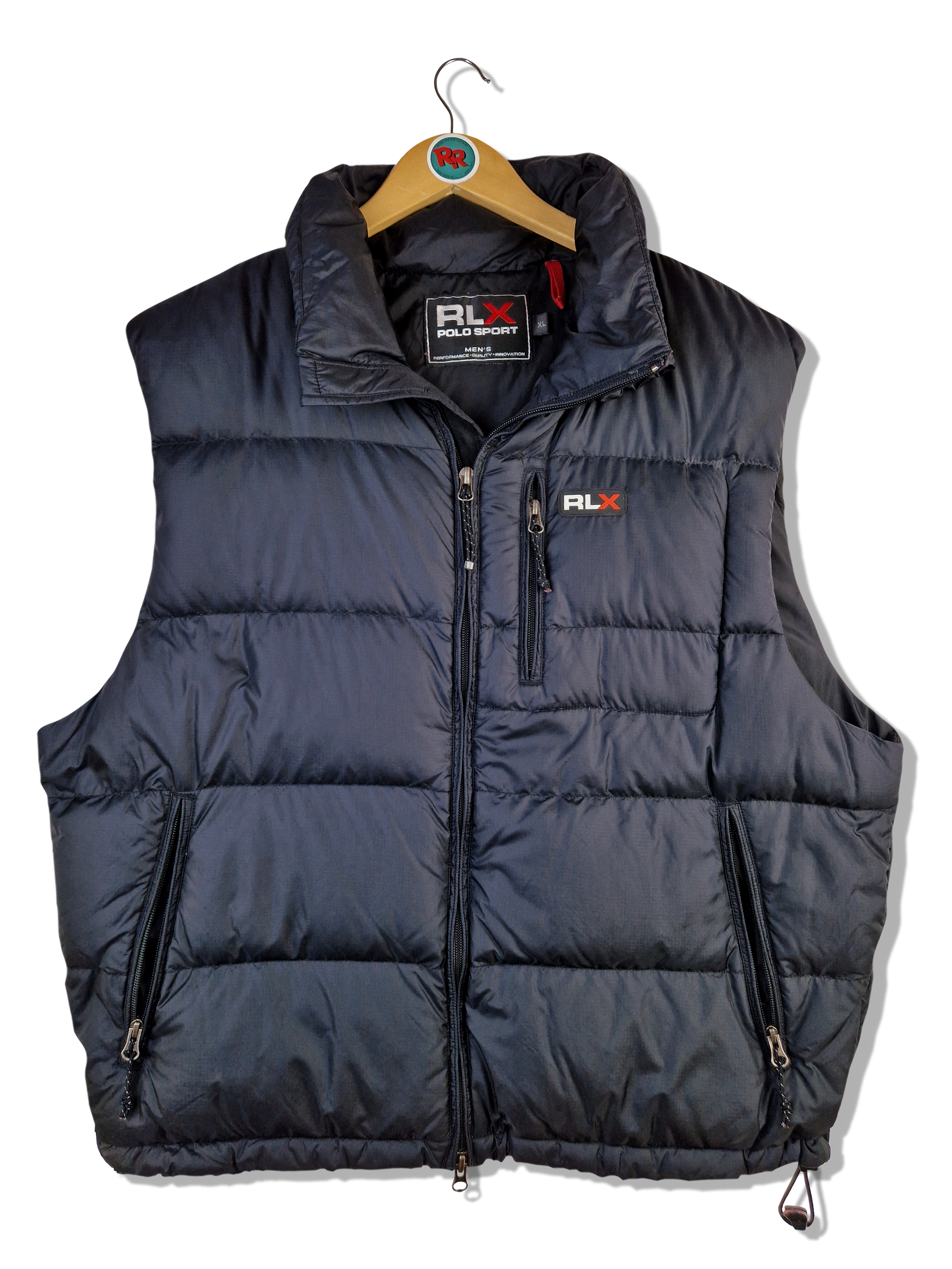 Moderne Ralph Lauren Daunenweste RLX Polo Sport Puffer Bolle Schwarz XL - RareRags