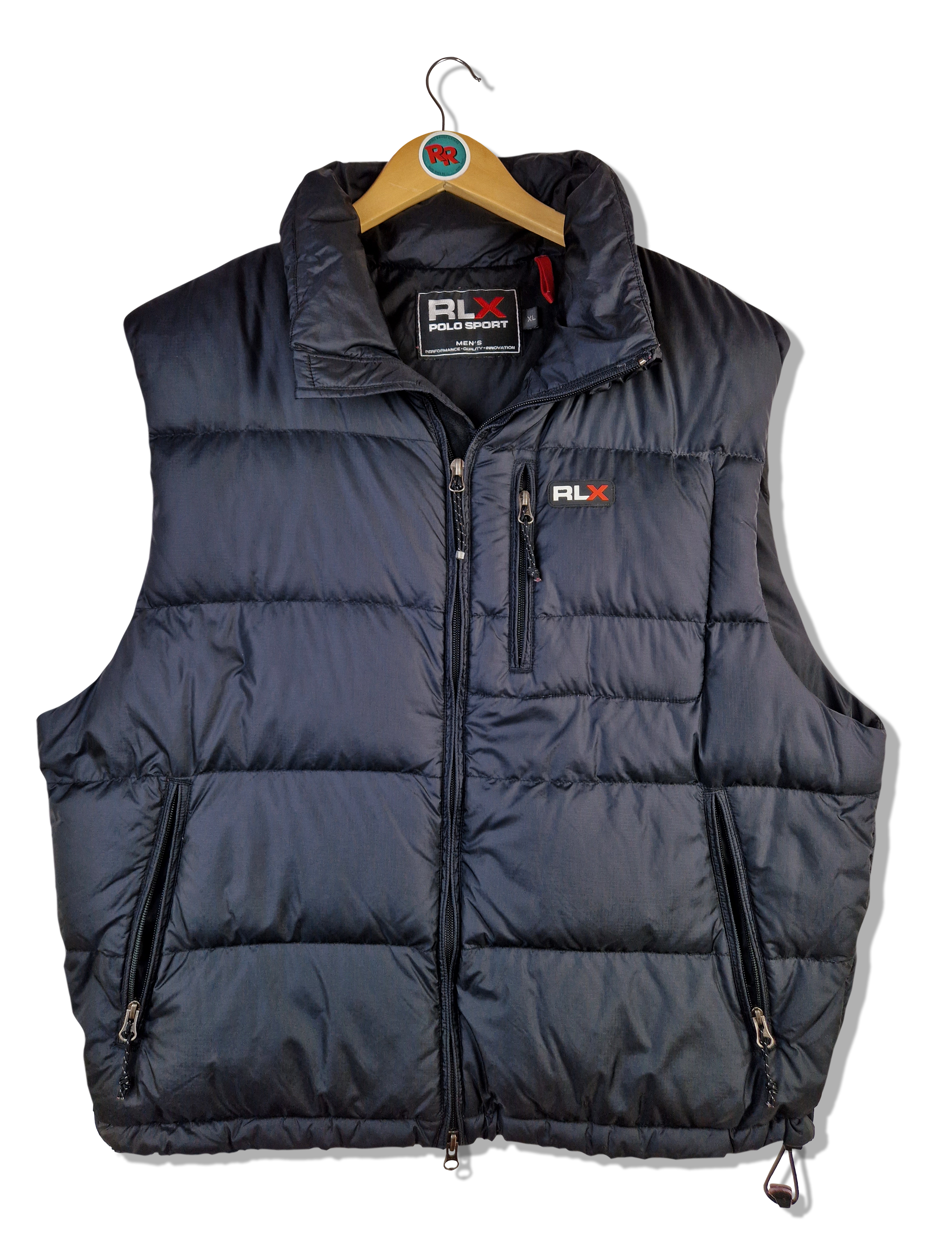 Moderne Ralph Lauren Daunenweste RLX Polo Sport Puffer Bolle Schwarz XL - RareRags