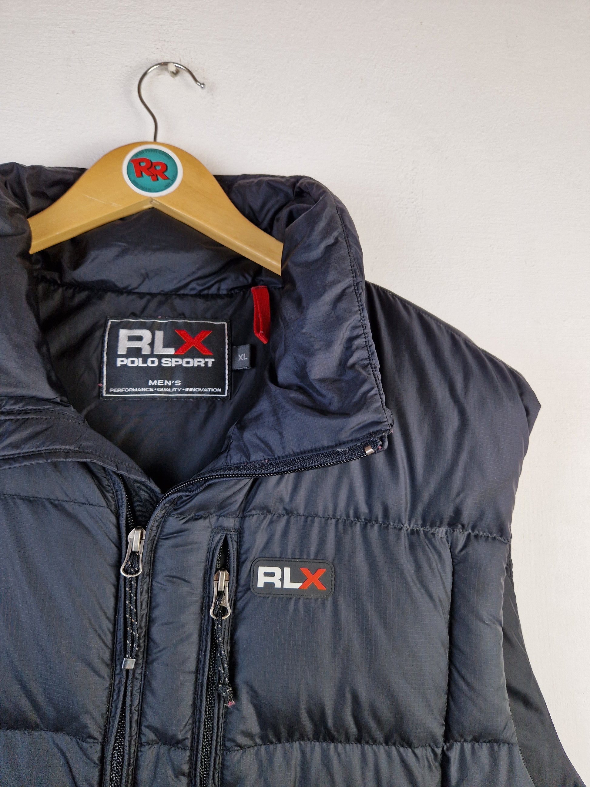 Moderne Ralph Lauren Daunenweste RLX Polo Sport Puffer Bolle Schwarz XL - RareRags