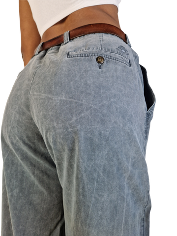 Vintage Chino Ausgewaschen Bestickt Crestlogo Grau M-L