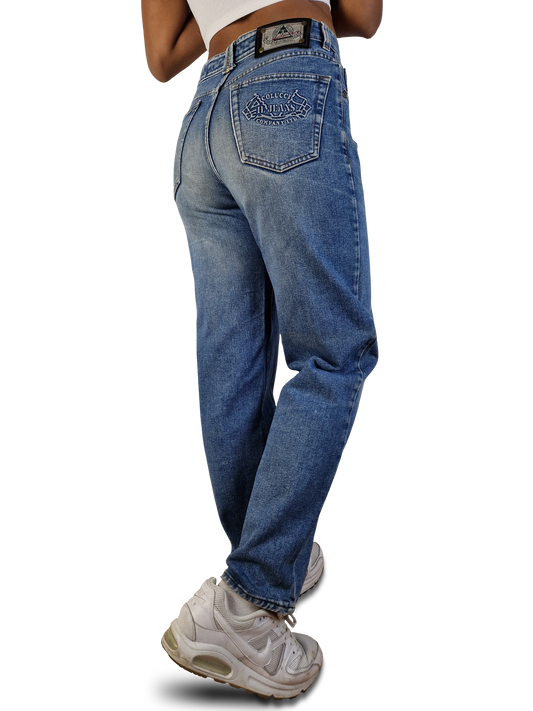 Vintage Carlo Colucci Jeans Logo Back Pocket Hellblau S-M