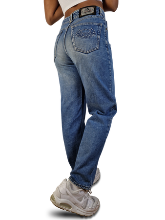 Vintage Carlo Colucci Jeans Logo Back Pocket Hellblau S-M