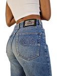 Vintage Carlo Colucci Jeans Logo Back Pocket Hellblau S-M