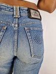 Vintage Carlo Colucci Jeans Logo Back Pocket Hellblau S-M