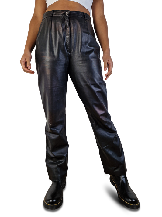 Vintage Gianfranco Ferre Lederhose Schwarz M-L