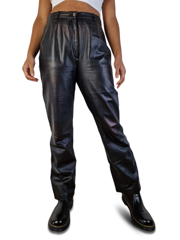 Vintage Gianfranco Ferre Lederhose Schwarz M-L