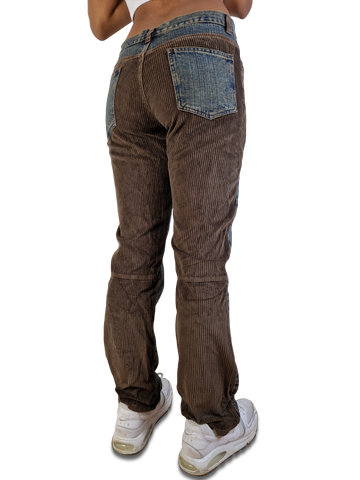 Y2K Smog Hose Jeans & Cord "Used Dirty" Blau Braun (32L) M