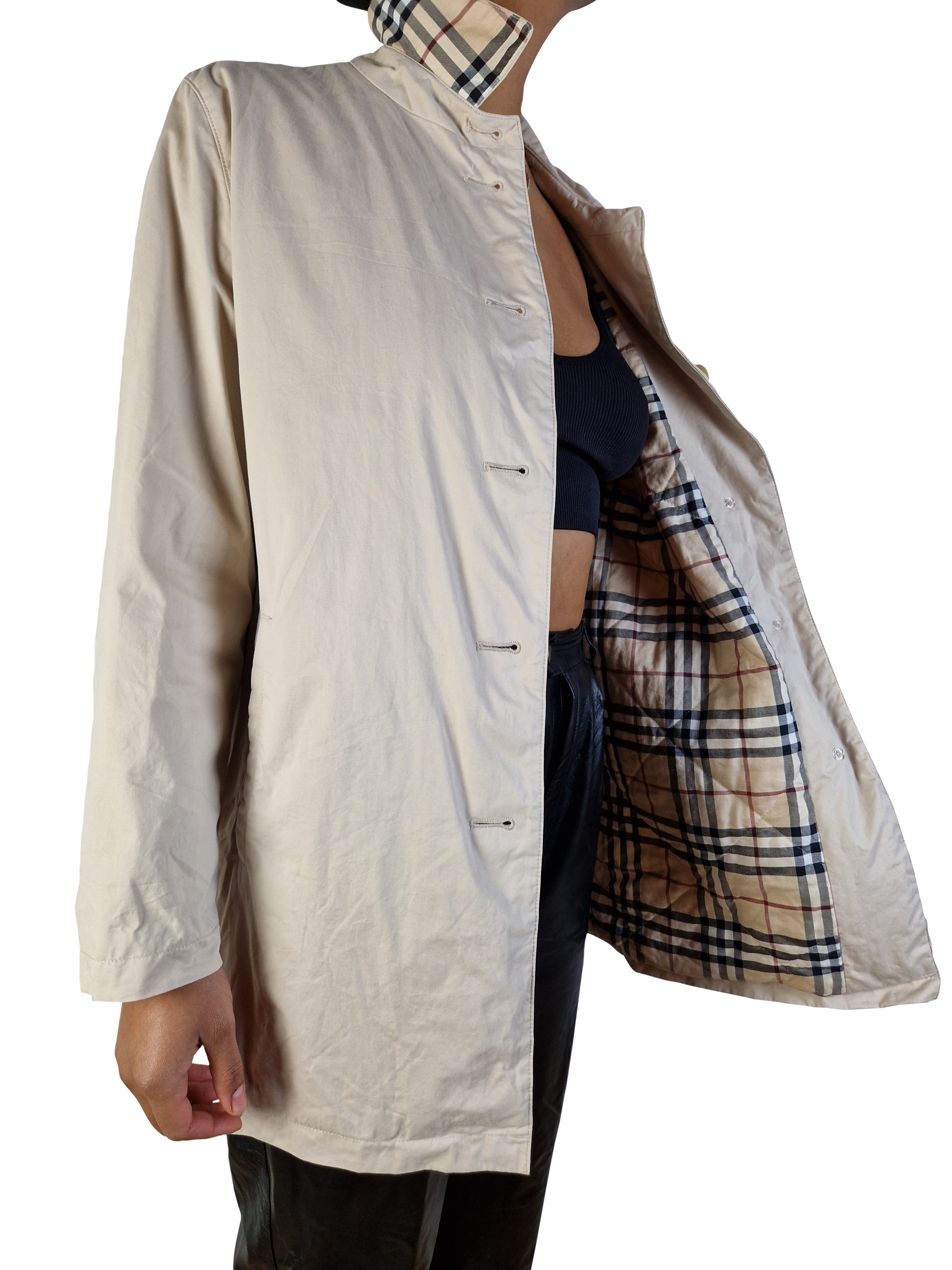 Moderner Burberry Kurzmantel Nova Check Innenfutter Beige (40) M-L - RareRags