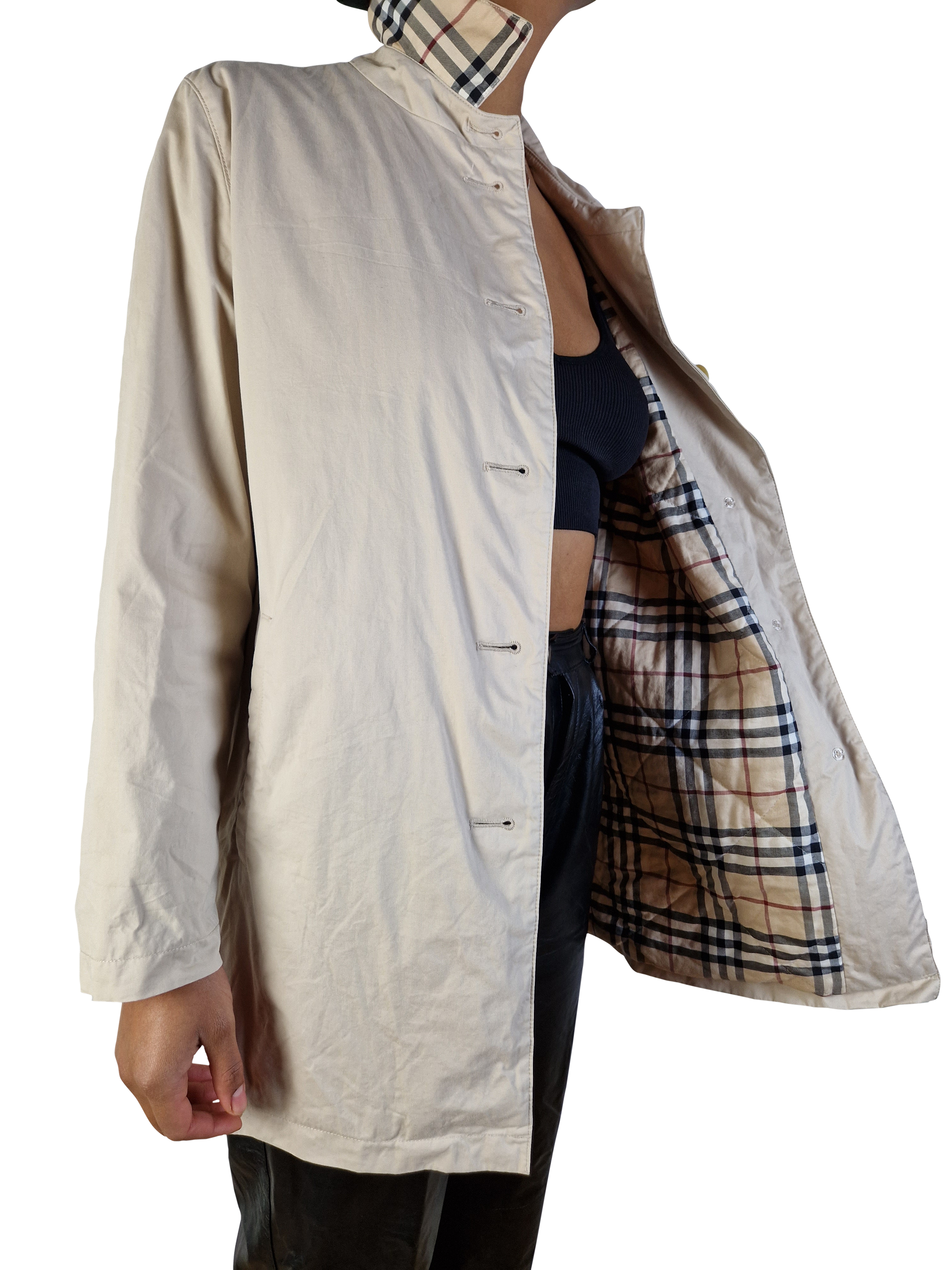 Moderner Burberry Kurzmantel Nova Check Innenfutter Beige (40) M-L - RareRags