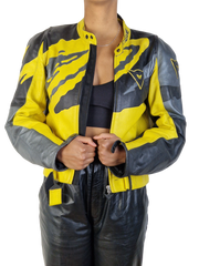 Vintage Drinese Bikerjacke Racing Motorrad Made In Italy Schwarz Gold (50) M-L