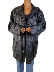 Vintage Burberrys Lederjacke / Kurzmantel Lamm-Nappa Schwarz (58) XL-XXL