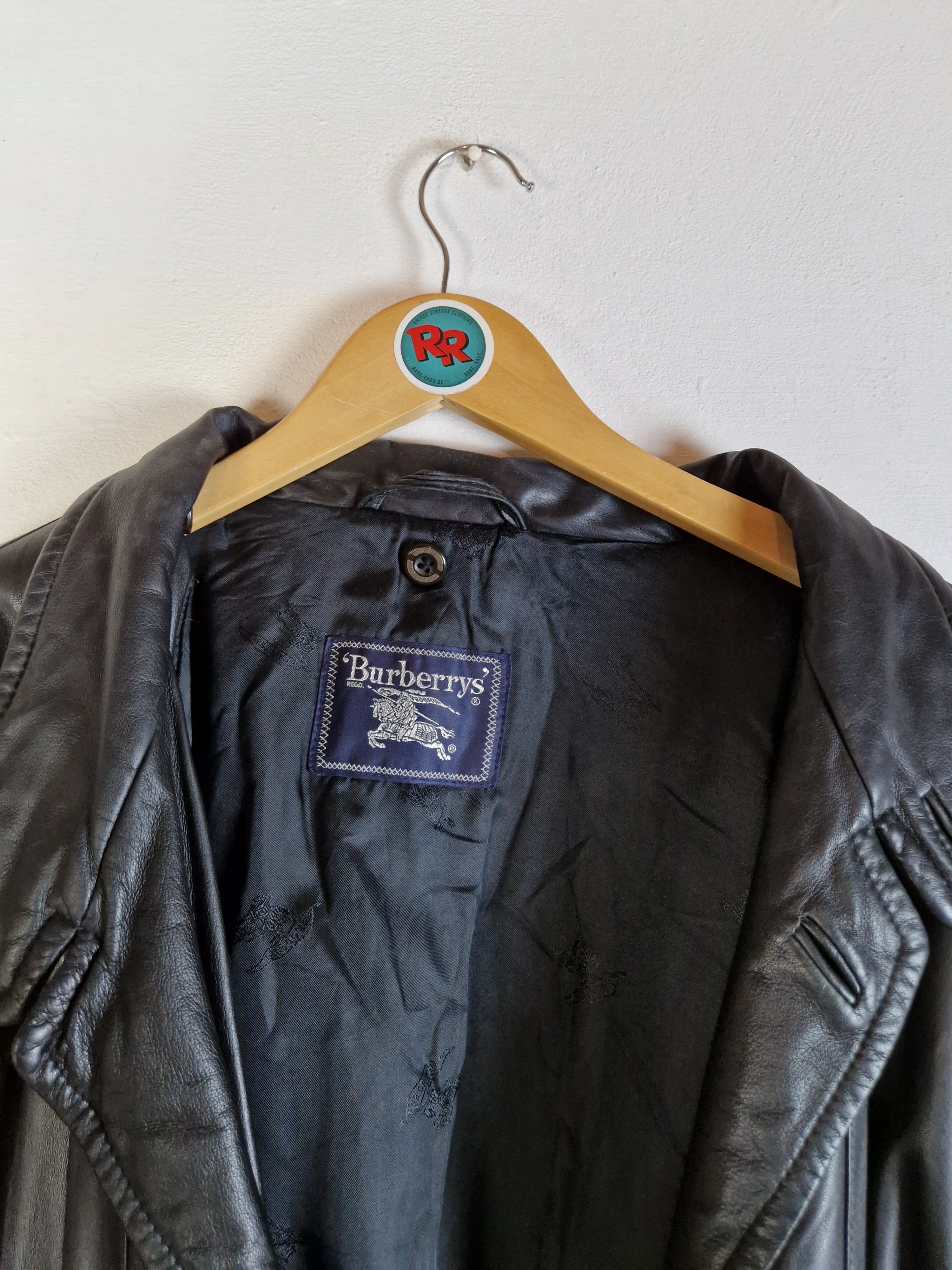 Vintage Burberrys Lederjacke / Kurzmantel Lamm-Nappa Schwarz (58) XL-XXL