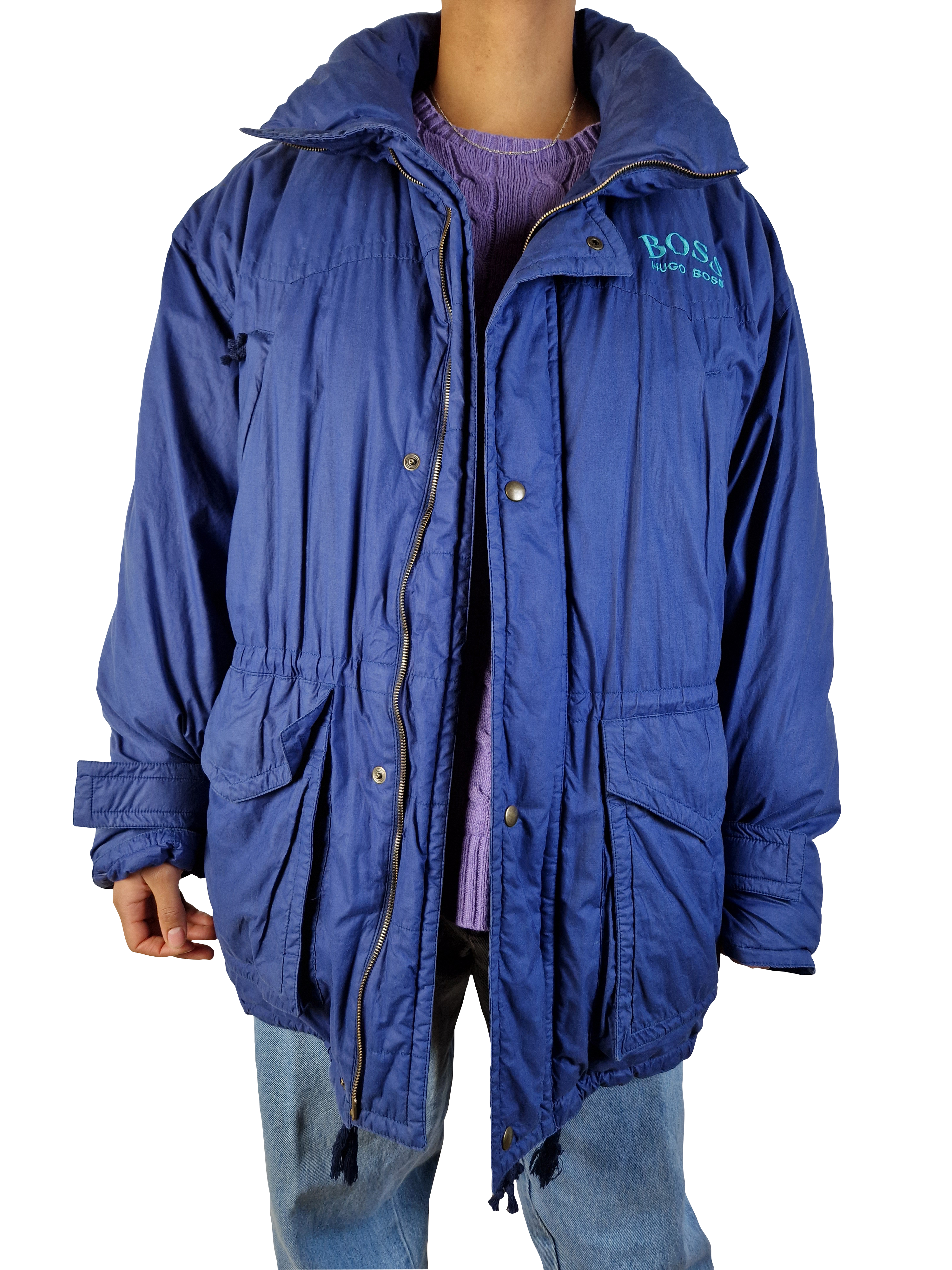Vintage Hugo Boss Daunenparka 70s Sander Hamburg Blau L-XL