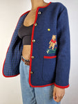 Vintage Winnie Puhh Trachtenjacke Bestickt Dunkelblau M