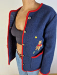 Vintage Winnie Puhh Trachtenjacke Bestickt Dunkelblau M