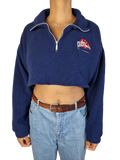 Vintage Planet Hollywood Fleece 1991 Quarterzip Cropped Mall Of America Made In USA Dunkelblau  L-XL