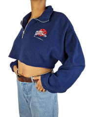Vintage Planet Hollywood Fleece 1991 Quarterzip Cropped Mall Of America Made In USA Dunkelblau  L-XL - RareRags