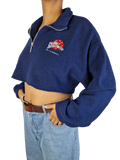 Vintage Planet Hollywood Fleece 1991 Quarterzip Cropped Mall Of America Made In USA Dunkelblau  L-XL