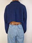 Vintage Planet Hollywood Fleece 1991 Quarterzip Cropped Mall Of America Made In USA Dunkelblau  L-XL