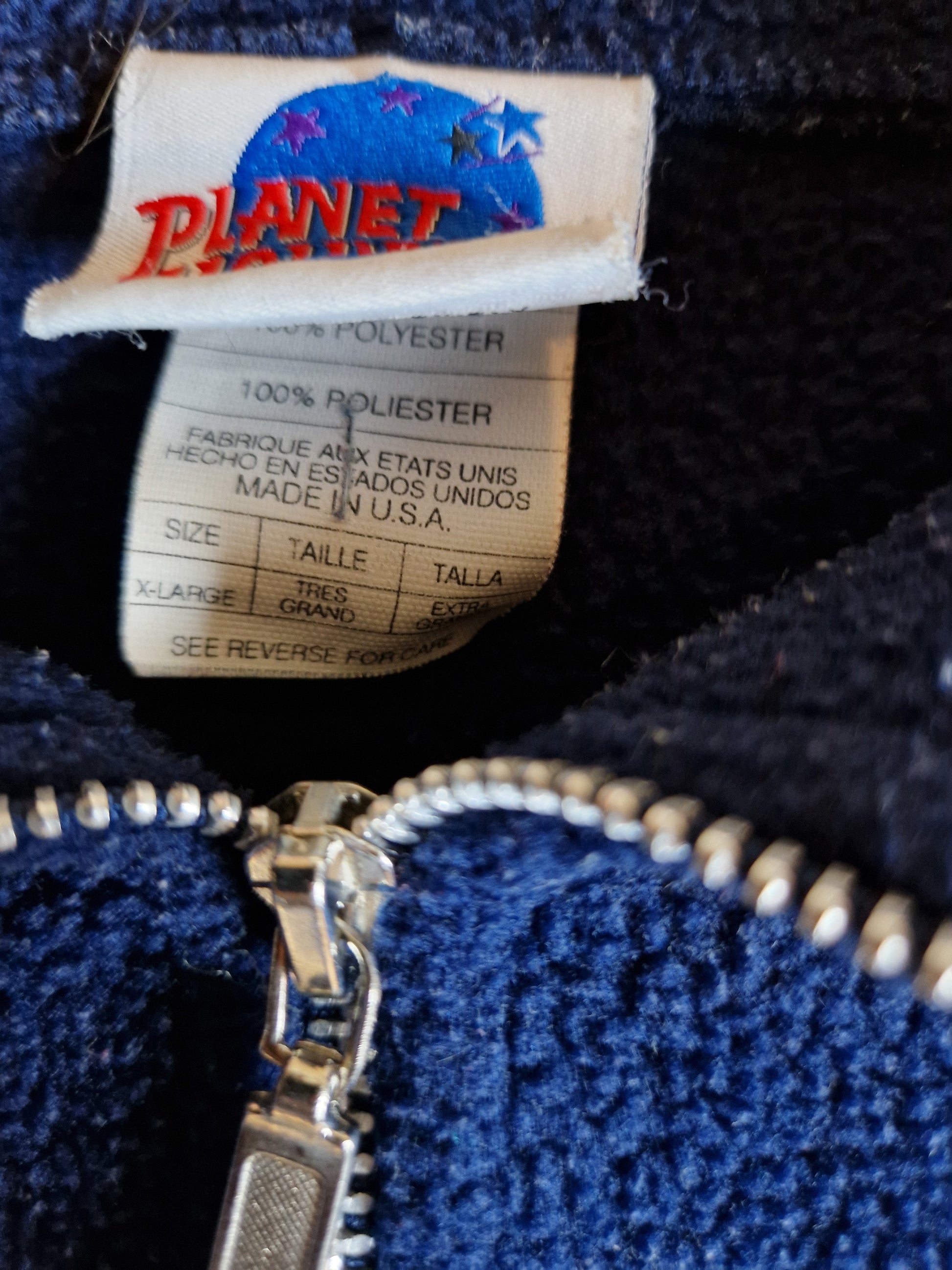 Vintage Planet Hollywood Fleece 1991 Quarterzip Cropped Mall Of America Made In USA Dunkelblau  L-XL - RareRags