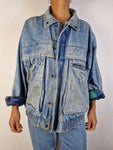 Vintage Racing Horse Jeansjacke Gefüttert Blau M